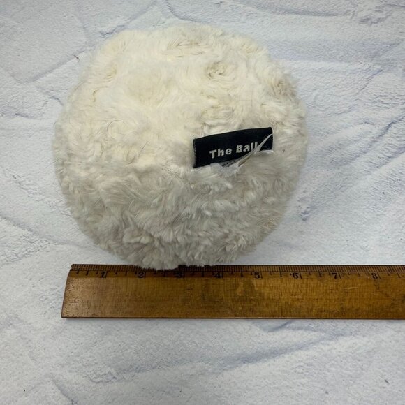 Love Sac The Ball Cream Ivory Faux Fur Small Round Decorative Pillow Poof 5" - Picture 8 of 8